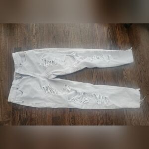 Distressed Ripped Light Gray Jeans American Eagle